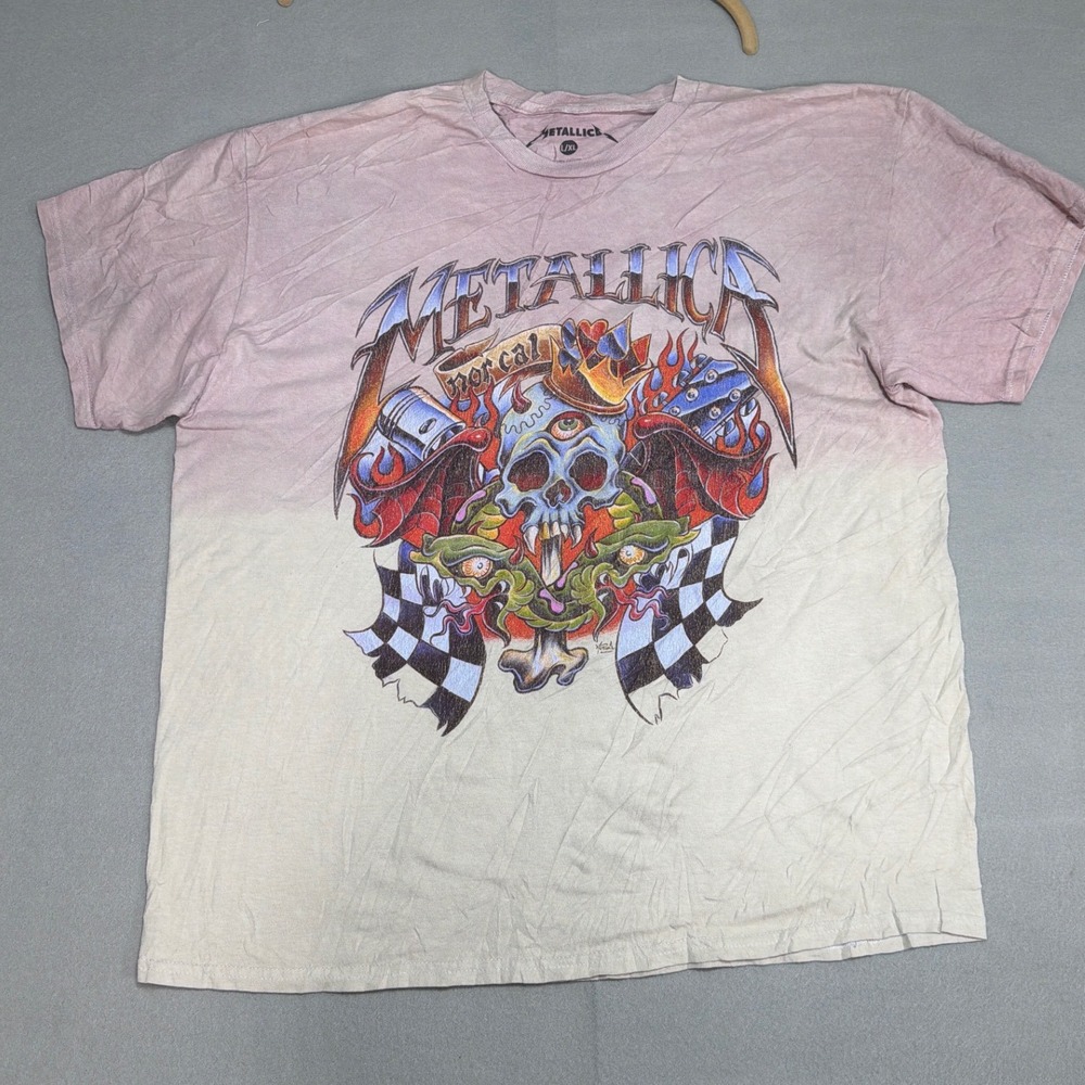 Metallica Norcal Skull Crown Graphic Tee Pink Cream Ombre L/XL 2023